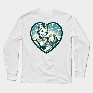 Vintage Motherhood Love Heart Symbol of Maternal Affection Long Sleeve T-Shirt